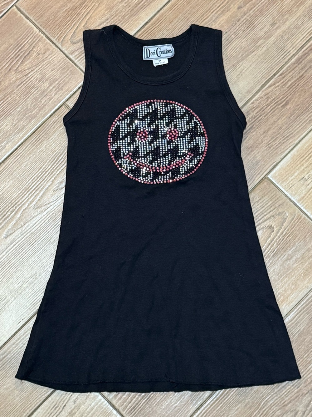 Dori Creations Black Tank Dress with Rhinestone Smiley Face